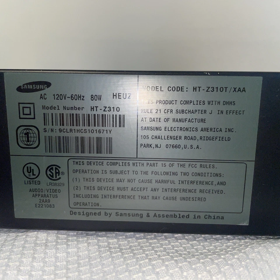 Samsung HT-Z310T / XAA 5.1Ch DVD Home Theater System Player Unit Only. For Parts - Image 4 of 4