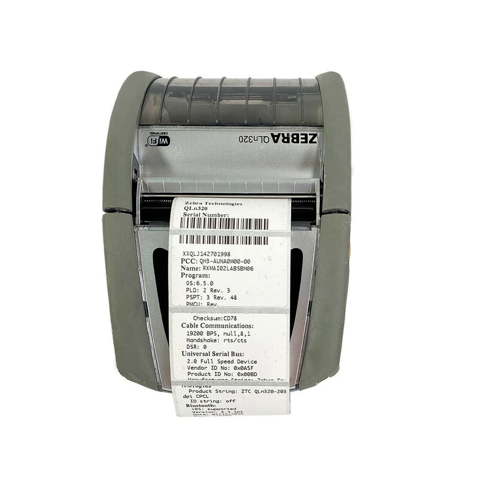 TESTED Zebra QLn320 Mobile Barcode Thermal Printer Wi-Fi Bluetooth USB Serial - Image 4 of 4