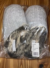 Women's Slippers PJ SALVAGE Grey Fuzzy Cable Knit M/L NEW Reg. 45