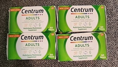 4 Bottles Centrum Adults Multivitamin 60 Tablets Each - Exp 01/25