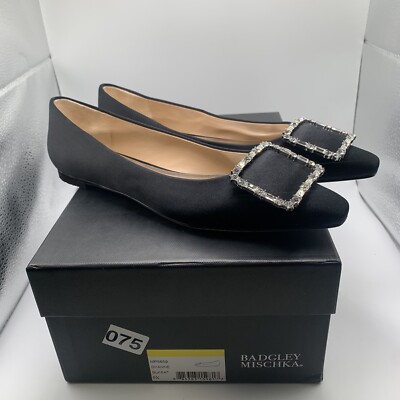 NWB Badgley Mischka Dyanne Square Toe Flat in black size 6.5 M 1624 