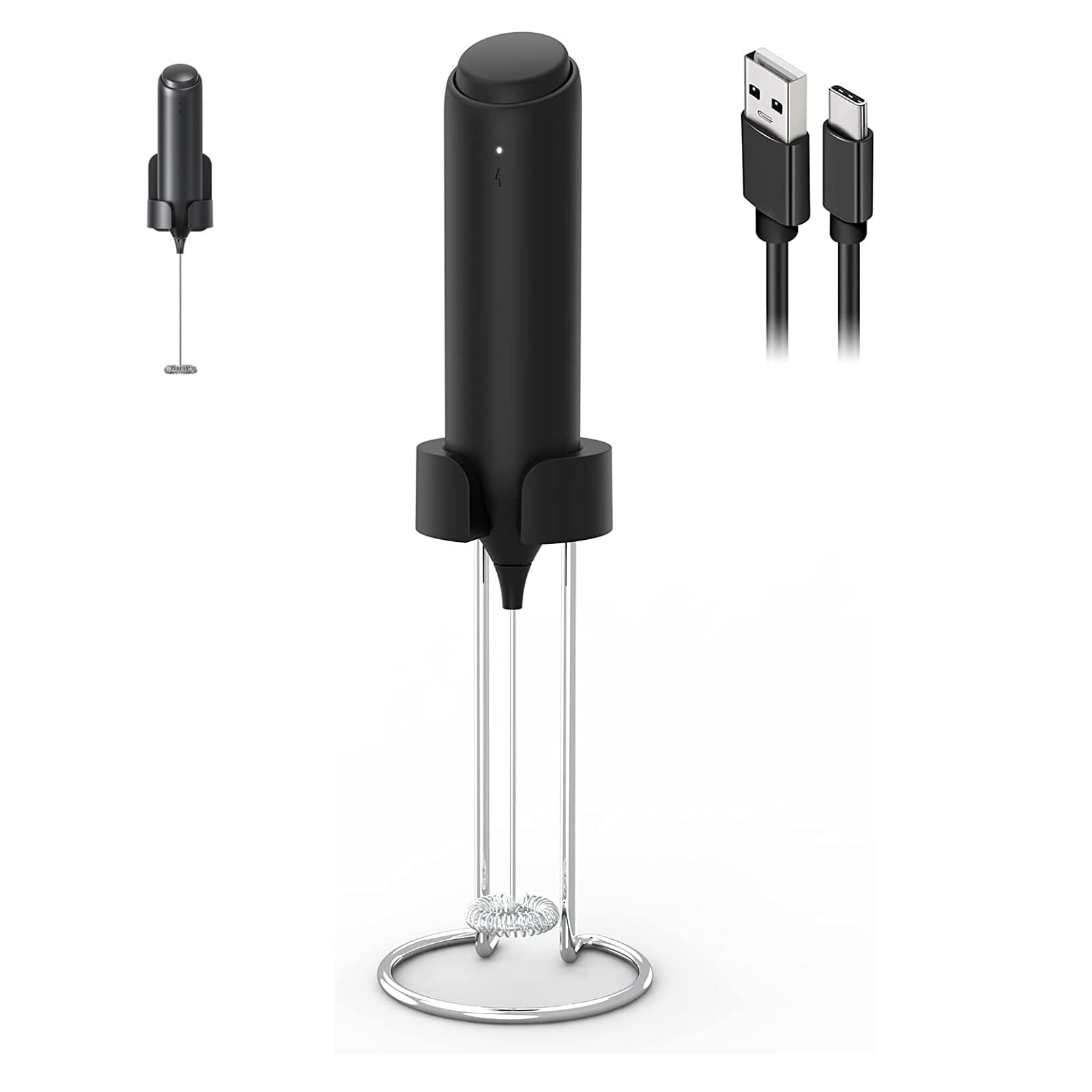 Milk Frother Handheld, Electric Milk Frothers with USB Rechargeable Stand, Ma...-image