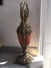 Spooky! Vintage decorative urn ornate metal gold and orange — photo 3