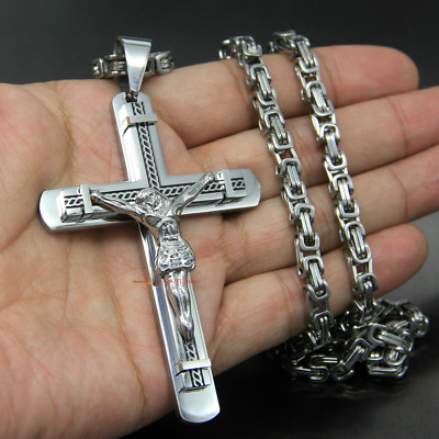 1 Pezzo Collana Con Ciondolo A Croce Cava Dorata In Acciaio - Foto 10