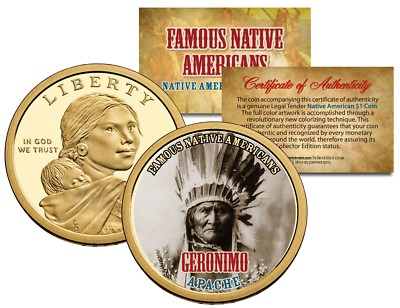 #ad GERONIMO Famous Native American Series Sacagawea Dollar $1 Coin APACHE Indian $12.95