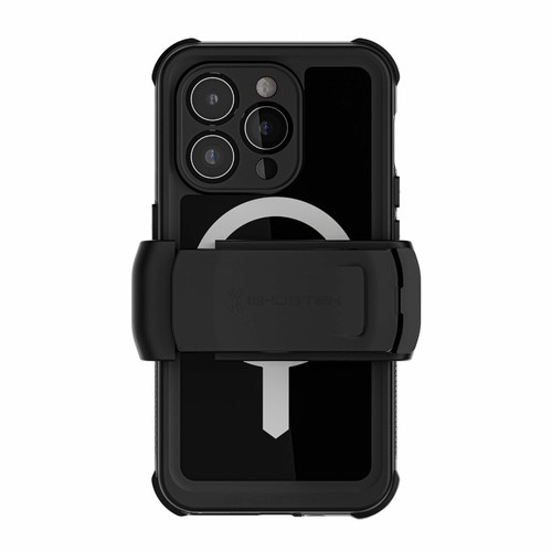 Ghostek Nautical iPhone 15 Pro Waterproof Case with Holster Clip (6.1”, Black)