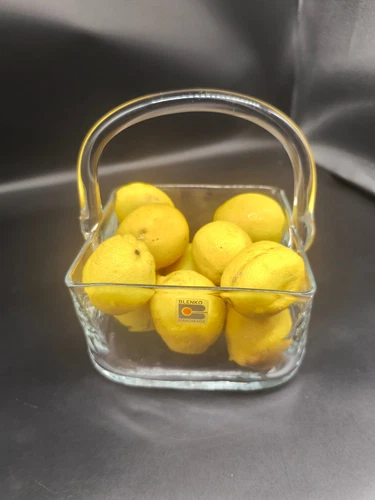 BLENKO Handmade  7.5x6x6 Inch Artisan Glass Basket/Vase