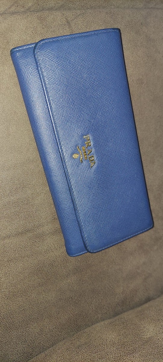 Authentic PRADA Saffiano Leather Long Wallet Navy Blue | eBay