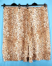 ROAMAN'S Lined LAYERED CHIFFON Black/Brown LEOPARD PRINT Zip A-LINE SKIRT Sz 36W