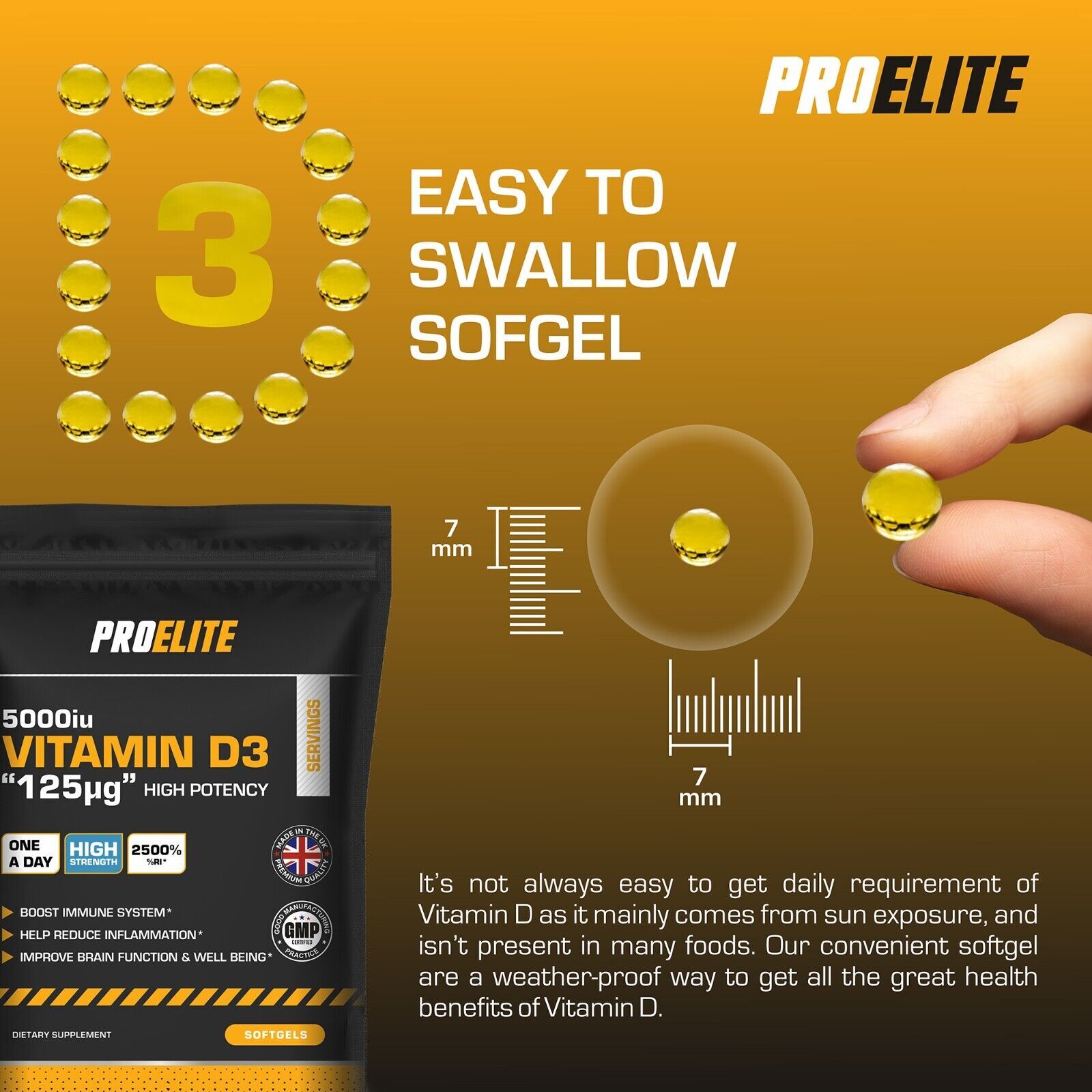 Vitamin D3 5000iu 365 Capsules Vitamin D High Strength Bone Teeth