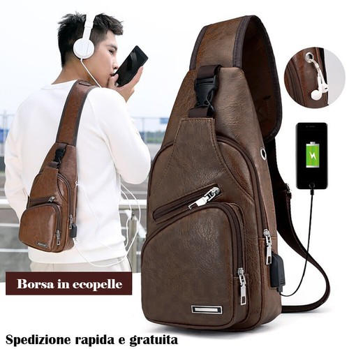 Borsa da uomo Monospalla ecopelle borsello Zaino a tracolla viaggio e  casual EP1 | eBay