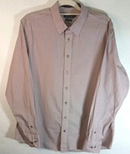 Jeff Banks 24:7 Shirt Mens Size L 17" Collar Tailored Fit Pink Stripe Cotton