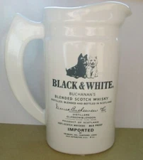 Vintage Black & White Buchanan’s Blended Scotch Whisky Ceramic Pitcher