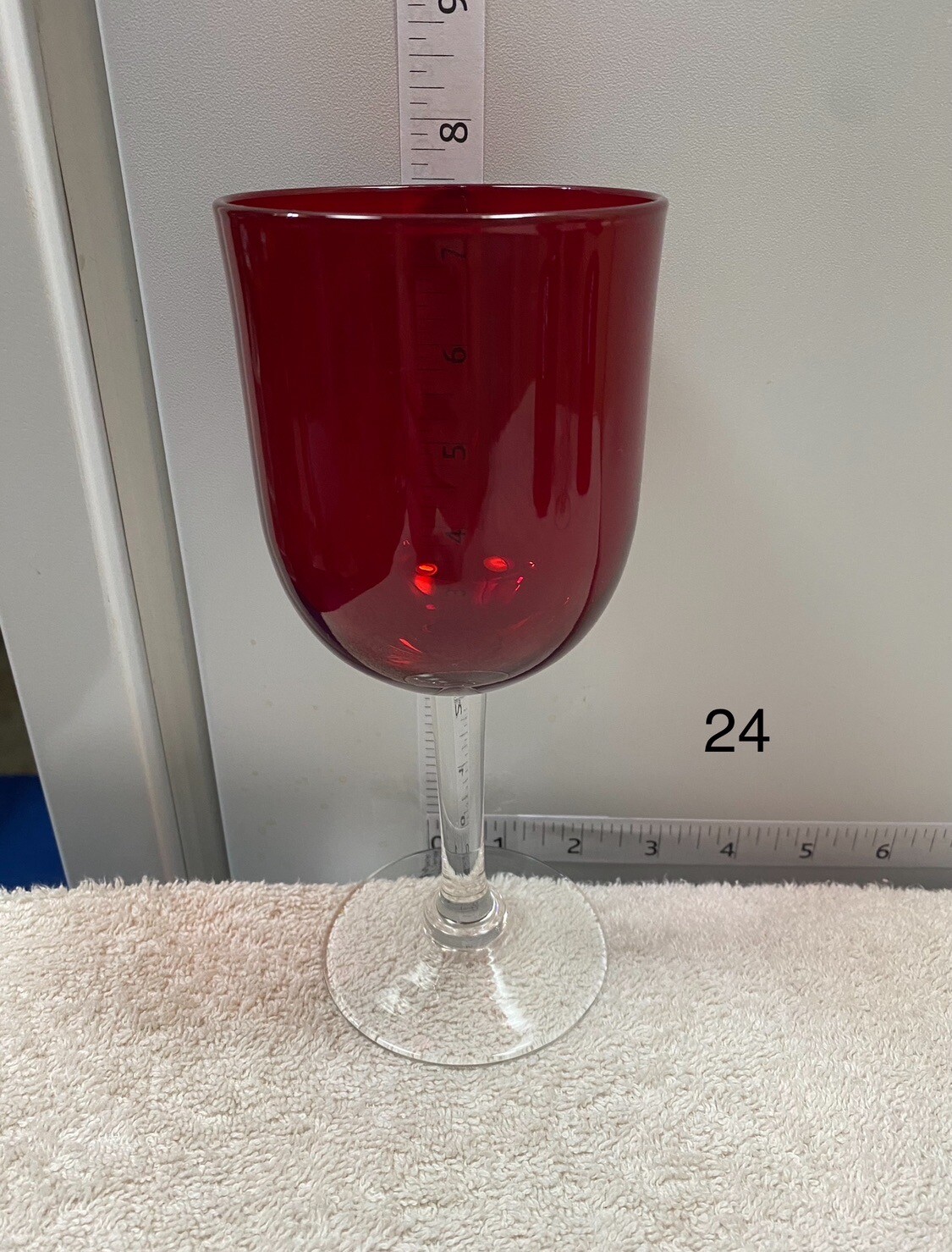 Gorgeous Vintage Ruby Red  Wine Glasses/Goblets With Hand Blown Stems.