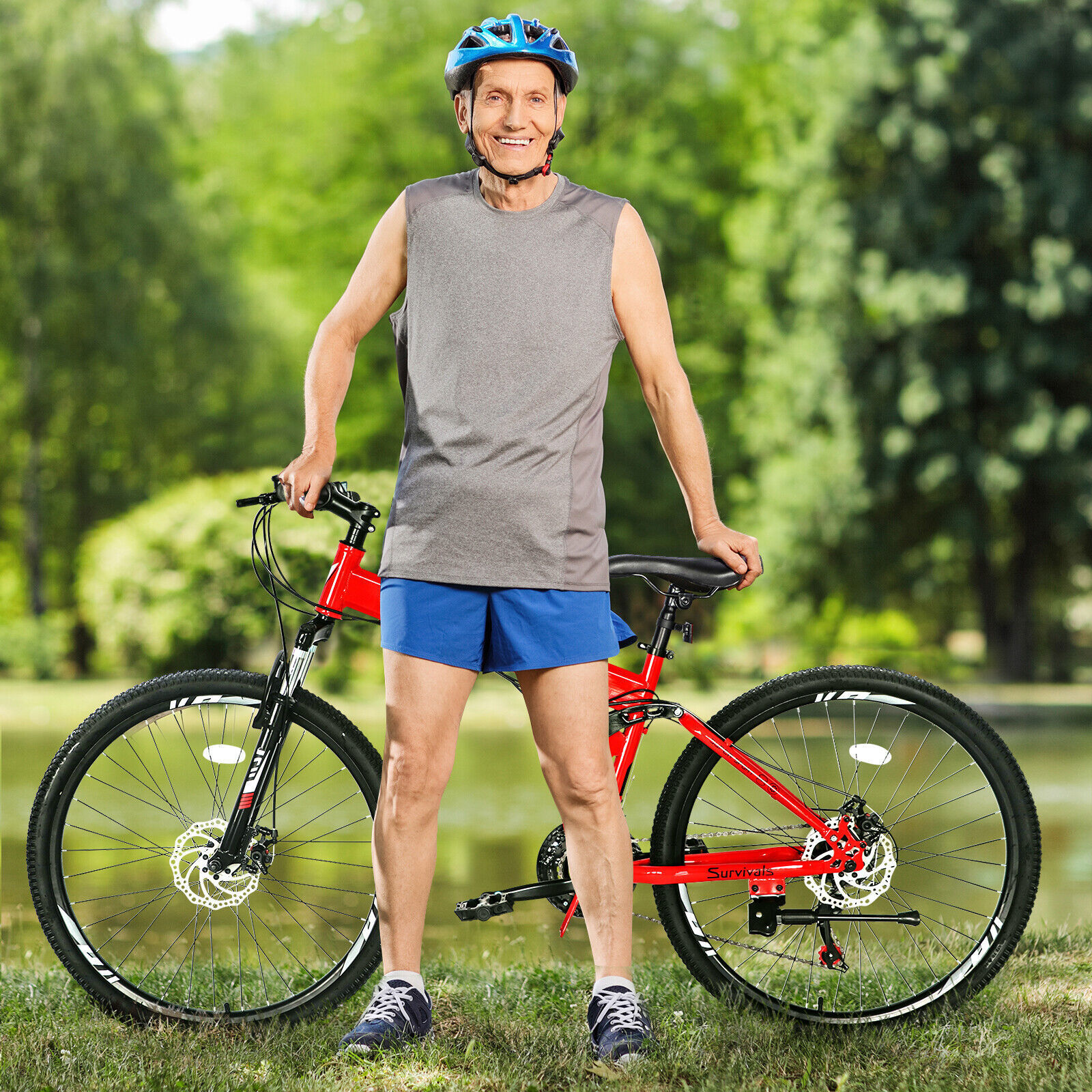 26" Folding Mountain Bike 21 Speed Bikes MTB Bicycle School Dual Disc Brake USA