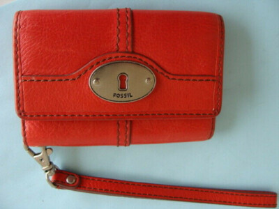 Fossil MADDOX Leather Red Purse Credit 