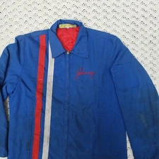 Vtg Mechanic Chain Stitch Work Jacket Quilt Lined USA Talon Zipper - Medium