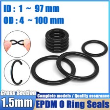 Metric Black EPDM Rubber Seal O-Rings - 1mm to 97mm Inside Dia  1.5mm Thickness