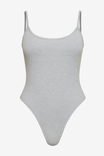 PrettyLittleThing Grey Marl Cotton Blend Scoop Neck Bodysuit Size 10 Basic Tank