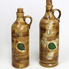 Ölflasche Öl Kanne Gefäß Flasche m. Stöpsel Kork Henkelflasche Keramik 2-Größen
