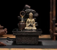 Tabletop Water Fountain Buddha Statue Desktop Indoor Waterfall Fountain Table...