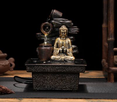 Tabletop Water Fountain Buddha Statue Desktop Indoor Waterfall Fountain Table...