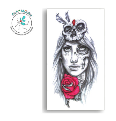 Faketattoo groß Frau Wolf Bär Schädel Vogel Rose Nixe einmal Tattoo temporär