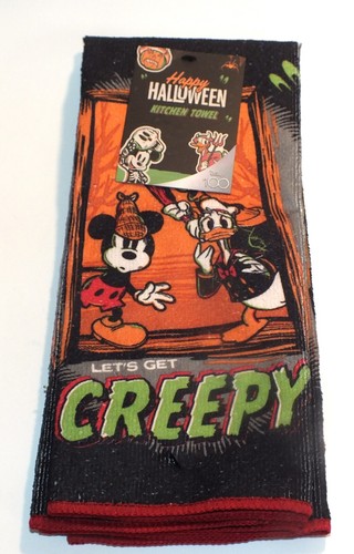 Disney Kitchen 2 Pack Tea Towels Mickey Mouse Happy Halloween Let's Get Creepy - Picture 8 of 24