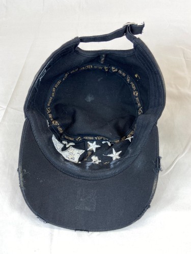 American Flag Bling Cross Womens Cadet Hat Buckleback Distressed KBethos Black - Picture 7 of 10