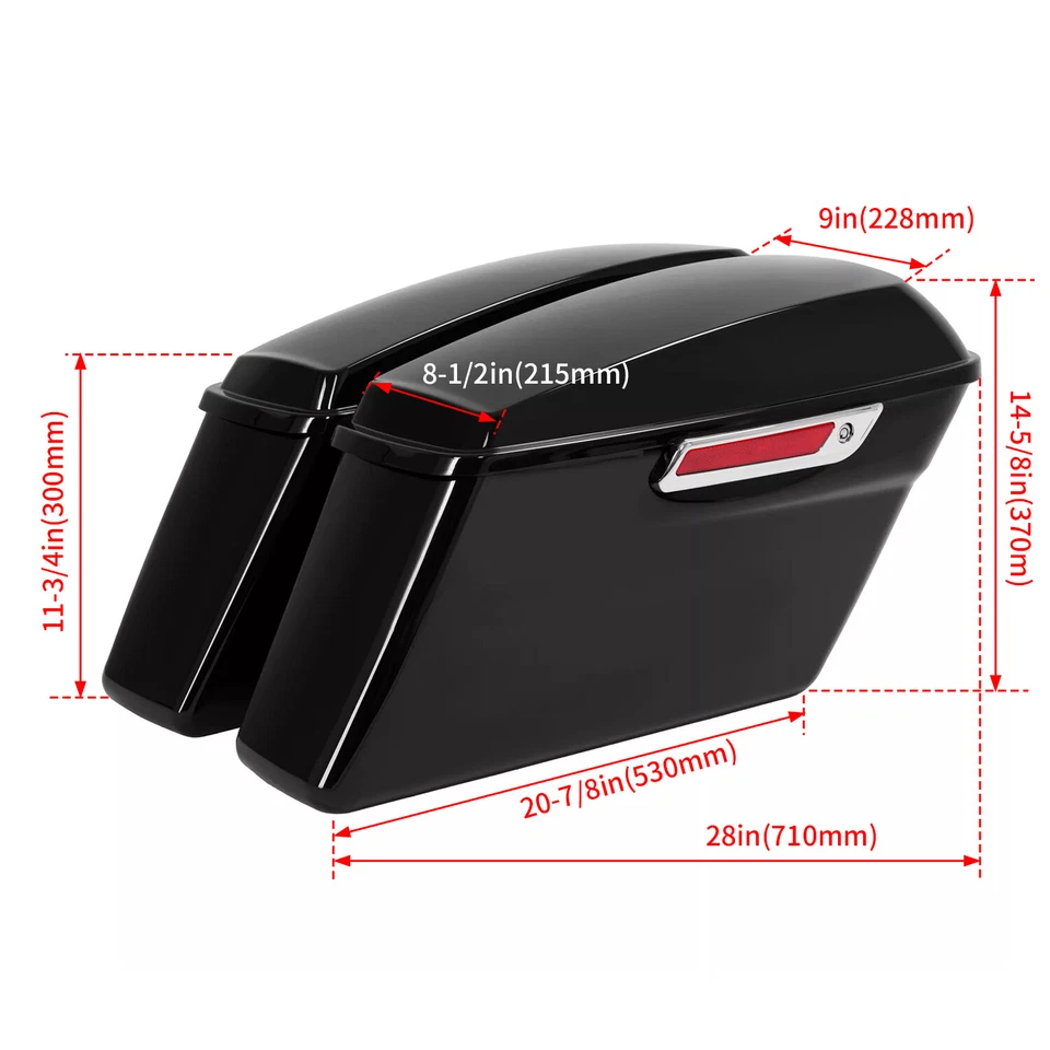 Alforje preto bolsas selim para Harley Davidson Touring Road Street Glide 14-24 - Imagem 2 de 4