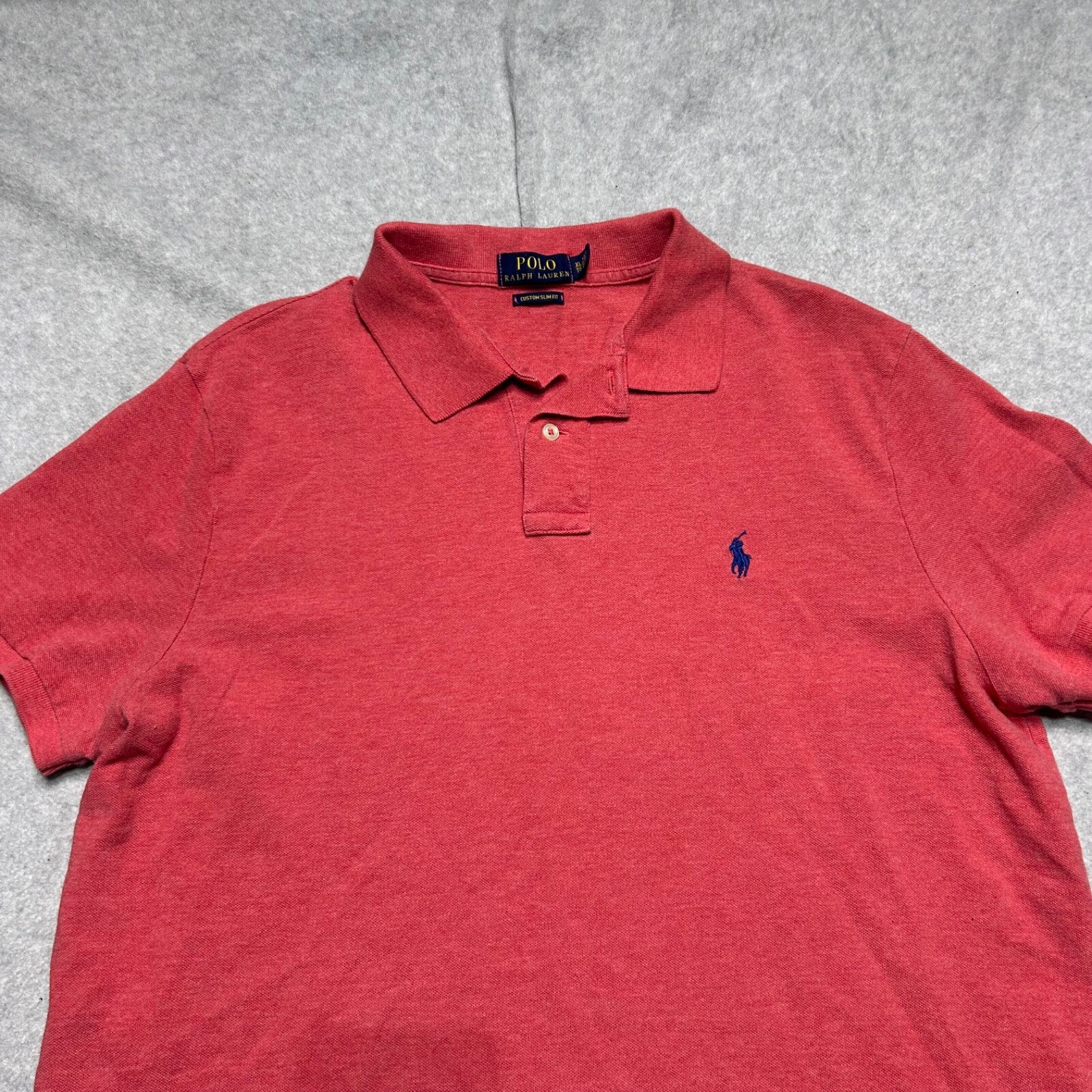 Polo Ralph Lauren Camicia Uomo XL Rossa Personalizzata Slim Fit Rugby Blu Pony Casual