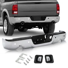 FOR 2009-2019 DODGE RAM 1500 NEW COMPLETE STEEL CHROME REAR STEP BUMPER ASSEMBLY