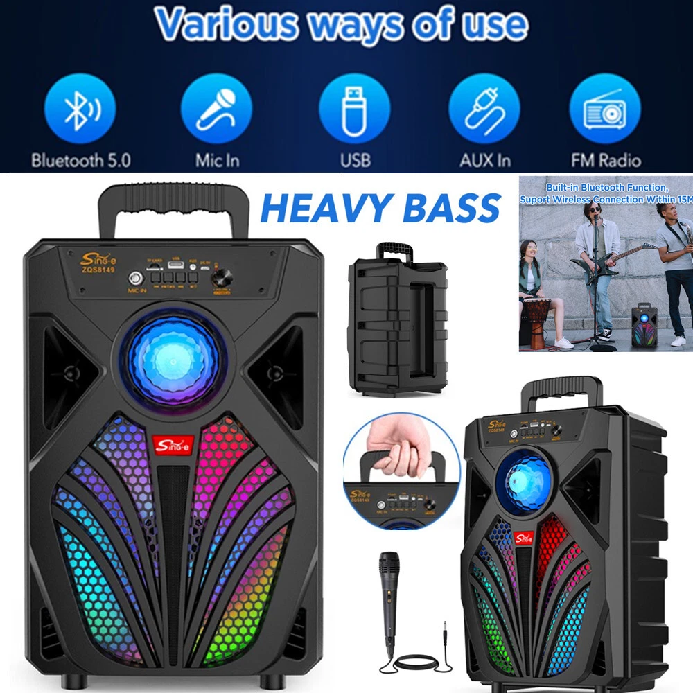 8-Inch Bluetooth Speaker with Heavy Bass Subwoofer Wireless Stereo FM Radio TWS Portable-image
