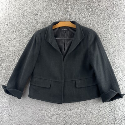 Talbots Blazer Womens Size Black Jackie Fit Open Front Tweed