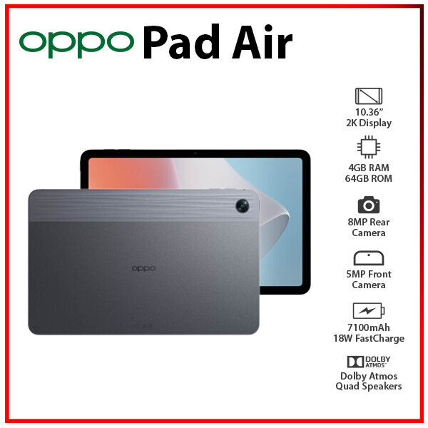 (Wi-Fi) OPPO Pad Air 10.36” Grey 4GB+64GB Bluetooth Octa Core Android PC  Tablet