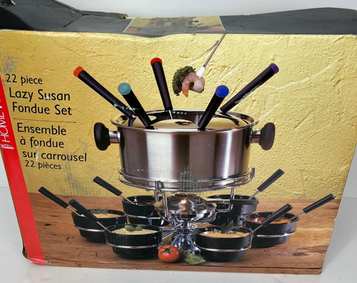 Lazy Susan 22 Piece Fondue Set Home Presence by Trudeau Stainless Steel
