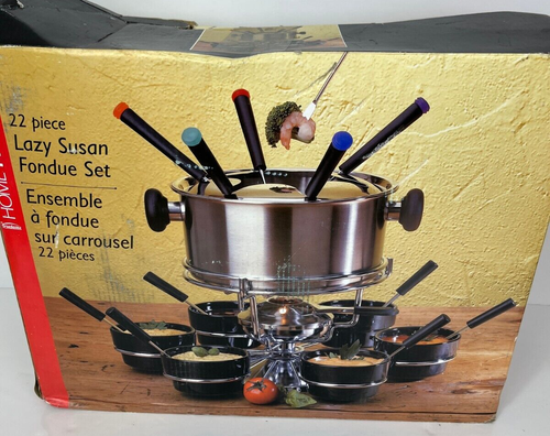 Lazy Susan 22 Piece Fondue Set Home Presence by Trudeau Stainless Steel - Foto 1 di 9