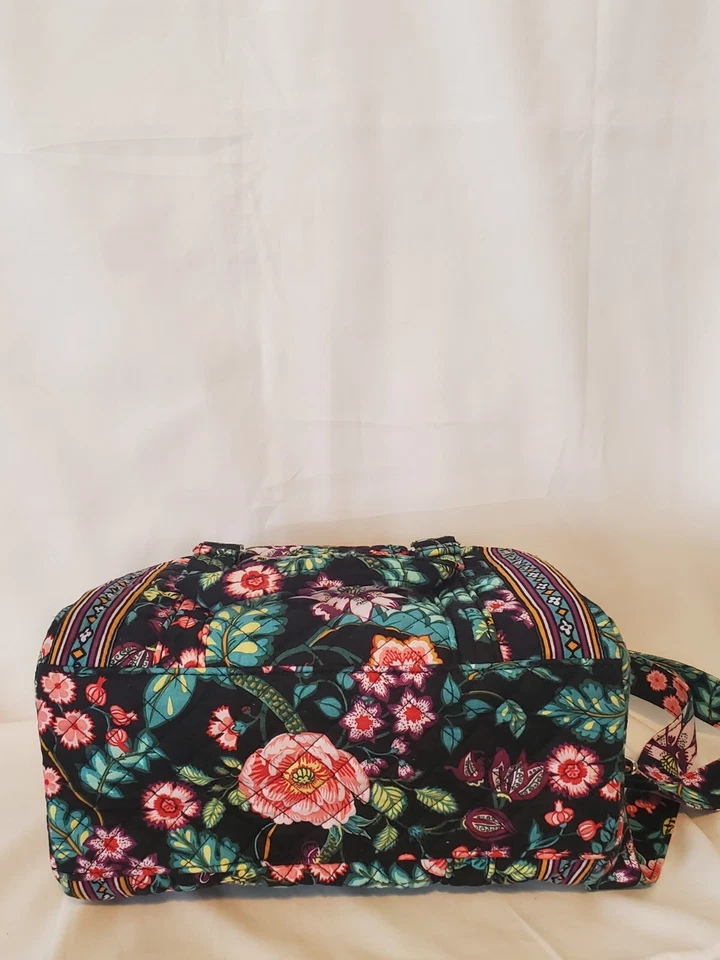 Bolso Bandolera Vera Bradley Bramble Negro Azul Púrpura Floral Acolchado Cremallera Foto 4 de 4