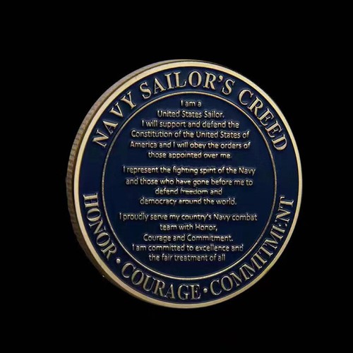 Military Army US Navy Sailors Creed Collectible Challenge Coin Gold Plated Gift - Picture 3 of 11