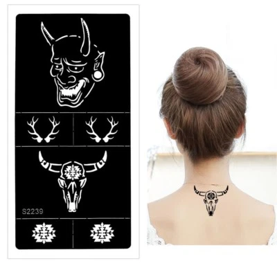 JUSTFOX Henna Tattoo Schablone Airbrush Stencil Teufel Geweih Kina Dövme