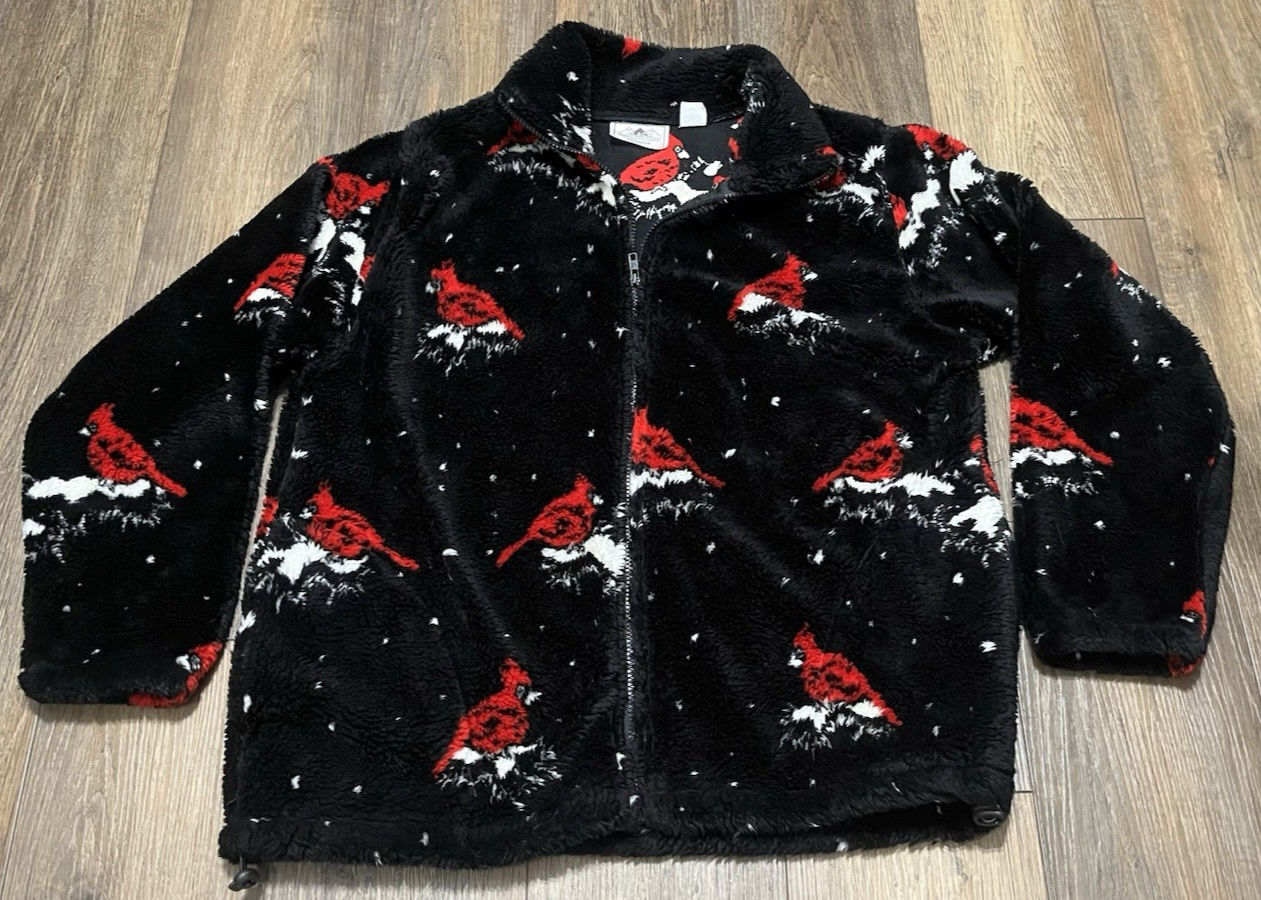VTG 90s Black Mountain Outdoor Fleece Jacket Adult XL Full Zip Cardinal USA Made