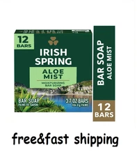 Irish Spring Bar Soap for Men, Aloe Mist Deodorant Bar Soap, 3.7 Oz, 12 Pack