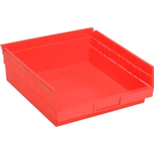 Plastic Shelf Bin Nestable 11-1/8"W x 11-5/8" D x 4"H Red Lot of 12