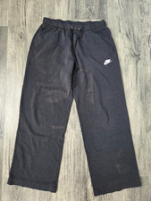 Nike Women's Medium Black Cotton Blend Fleece Sweatpants Wide Leg Drawstring