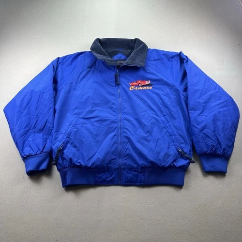 Vintage Chevrolet Camaro Jacket Mens Large Blue Fleece Lined Cars Full Zip 90s - product listing photo