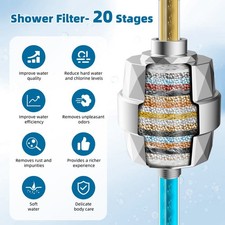 Shower Head Filter for Hard Water 20Stage Shower Filter Remove Chlorine Fluoride