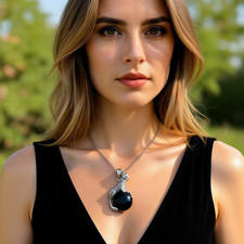 Certified Black Obsidian Panther Pendant Necklace | Protection Stone Jewelery