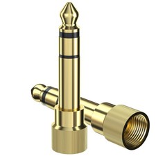 Audio Adapter 6.35mm to 3.5mm Gold Plated Stereo Screw-On 2Pcs Compatible