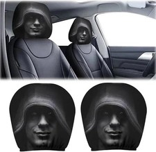 2pcs Funny Ghost Face Headrest Covers - Elastic Washable Auto Seat Protectors