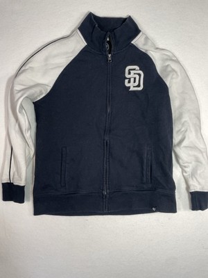 San Diego Padres '47 Full Zip Sweatshirt MLB Womens Large White Blue Long Sleeve